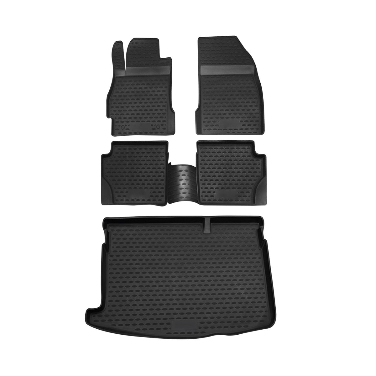 Mazda 2 Floor-Trunk Mats - Omac - KIT 3D - Black - 2011-2014